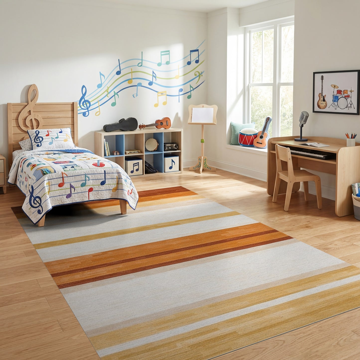 Warm Horizontal Gradient Stripes Rug