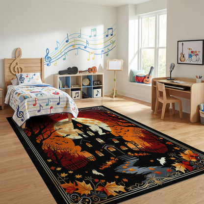 Gothic Haunted Castle Ghosts Bats Rug