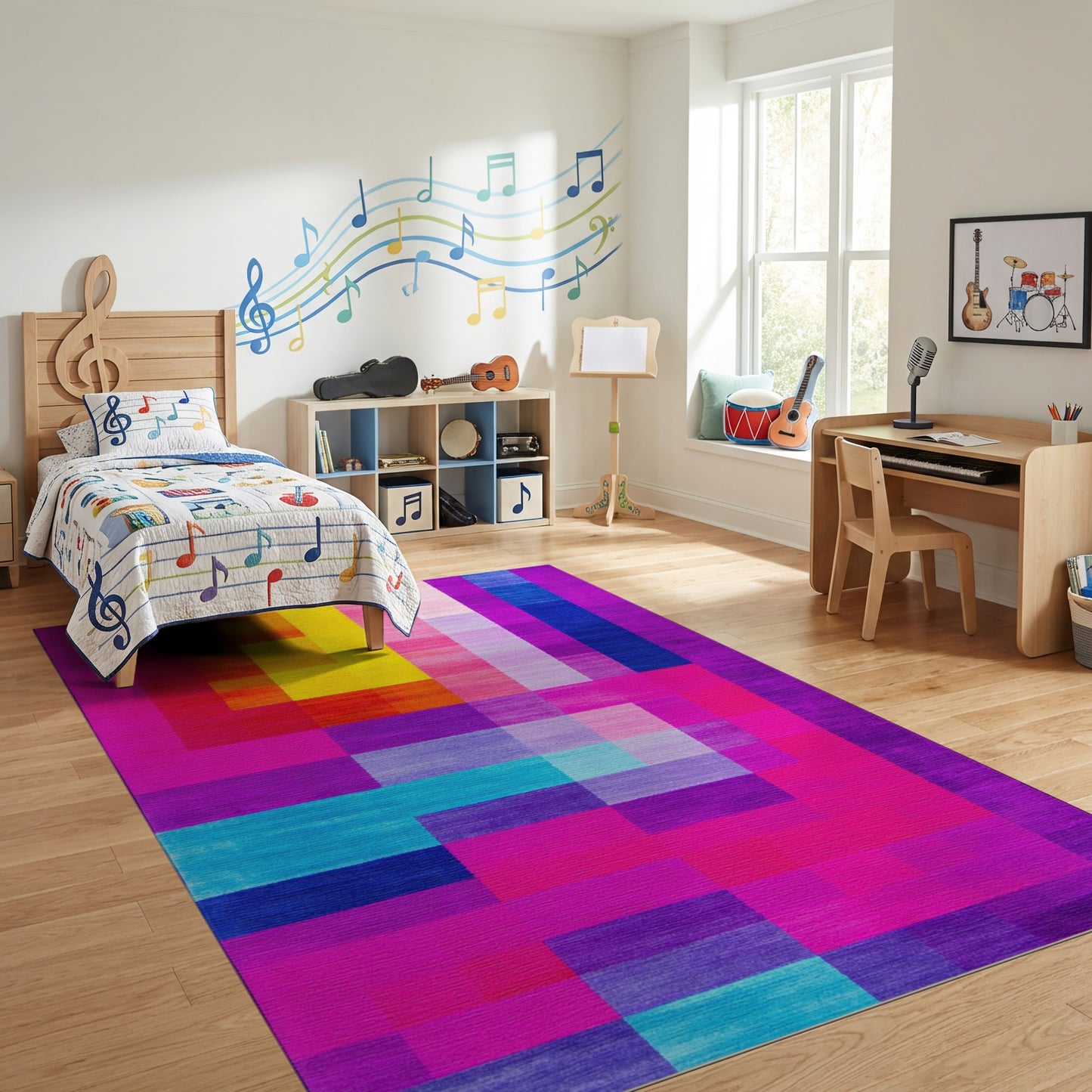 Vibrant Geometric Color Blocks Rug
