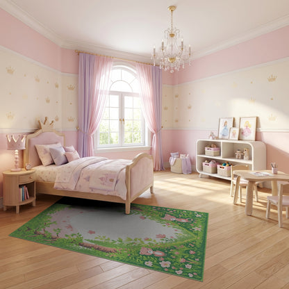 Whimsical Forest Teddy Bears Floral Rug