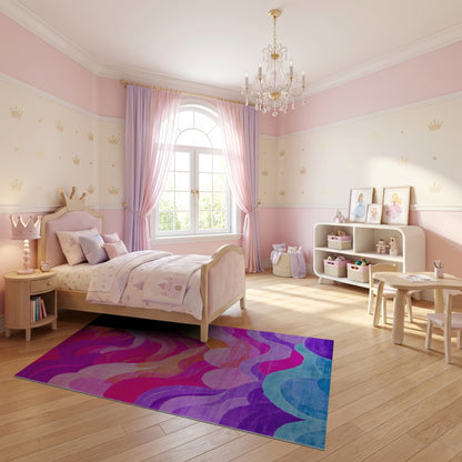 Vibrant Wavy Multicolor Gradient Rug