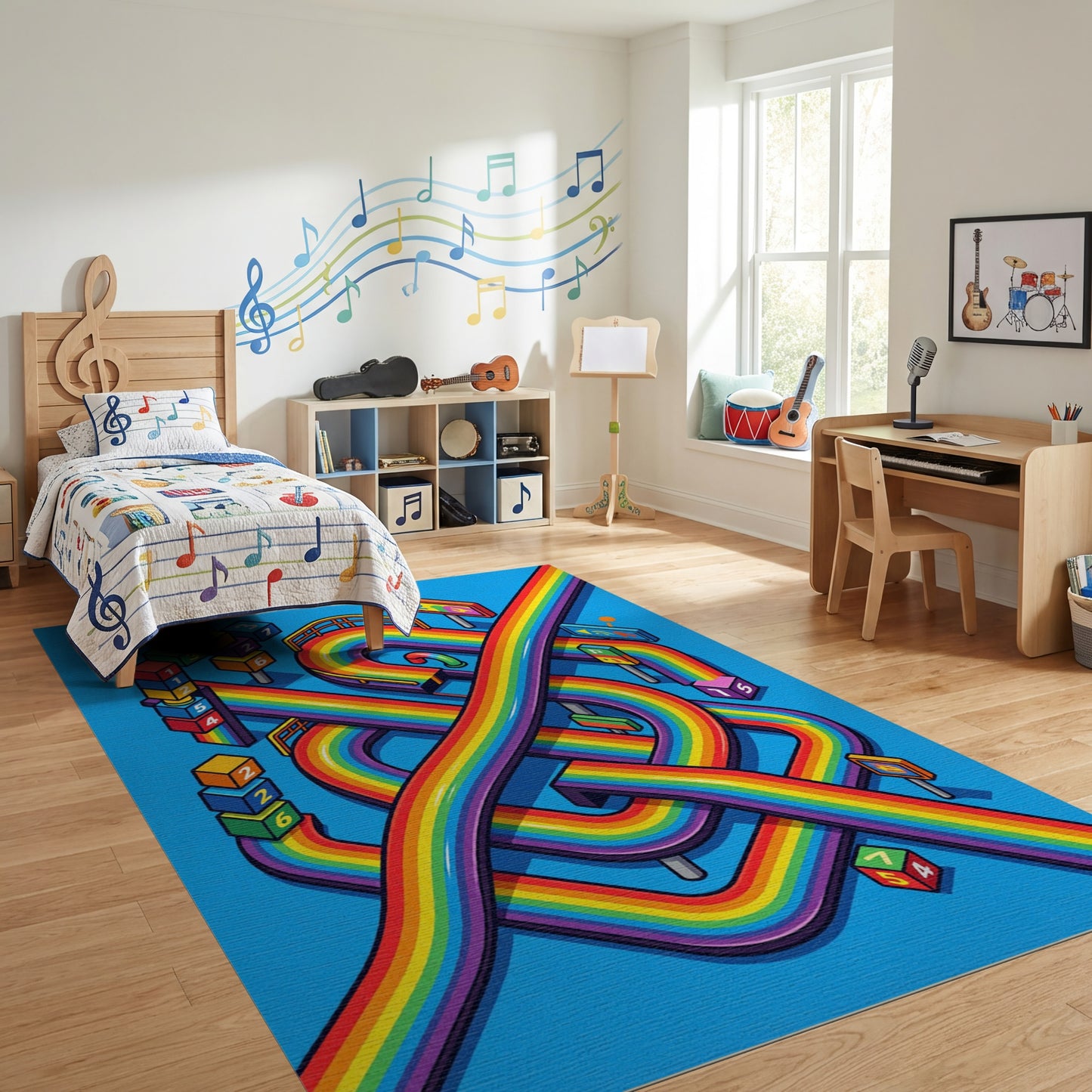 Isometric Rainbow Numbered Track Rug
