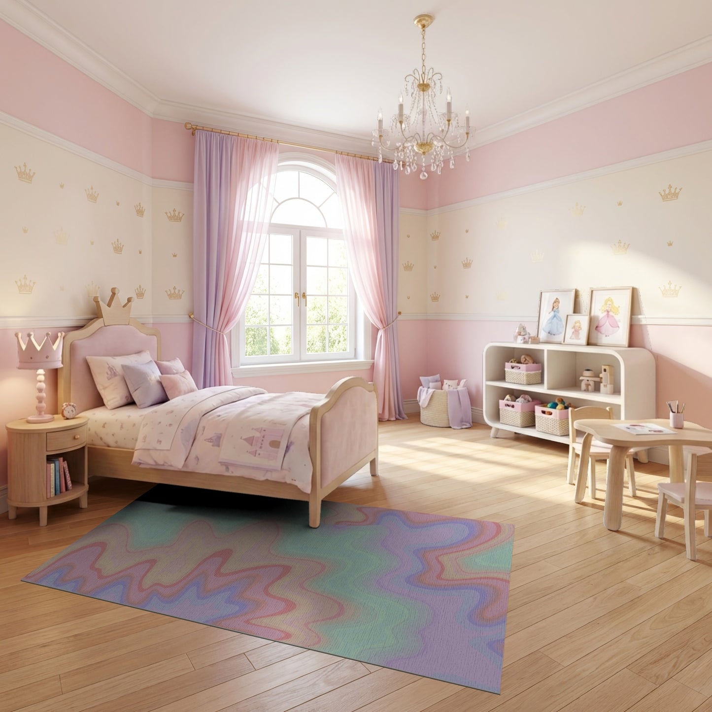 Pastel Wavy Fluid Gradient Rug