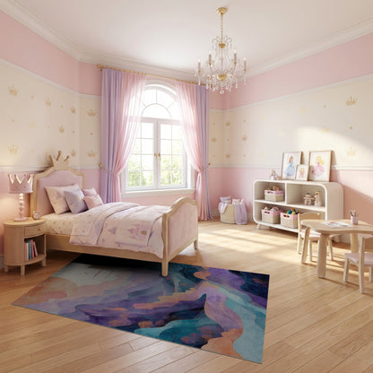 Dreamy Pastel Mountains Orange Suns Rug