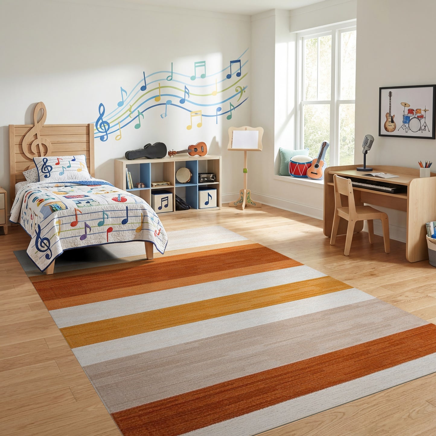 Modern Horizontal Warm Tones Rug