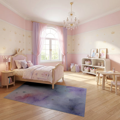 Dreamy Pastel Clouds Golden Stars Rug