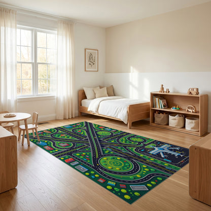 Vibrant City Roads Airport Rug