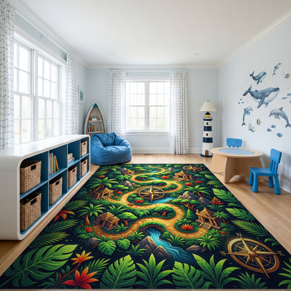 Lush Tropical Golden Trail Temple Compass Rug