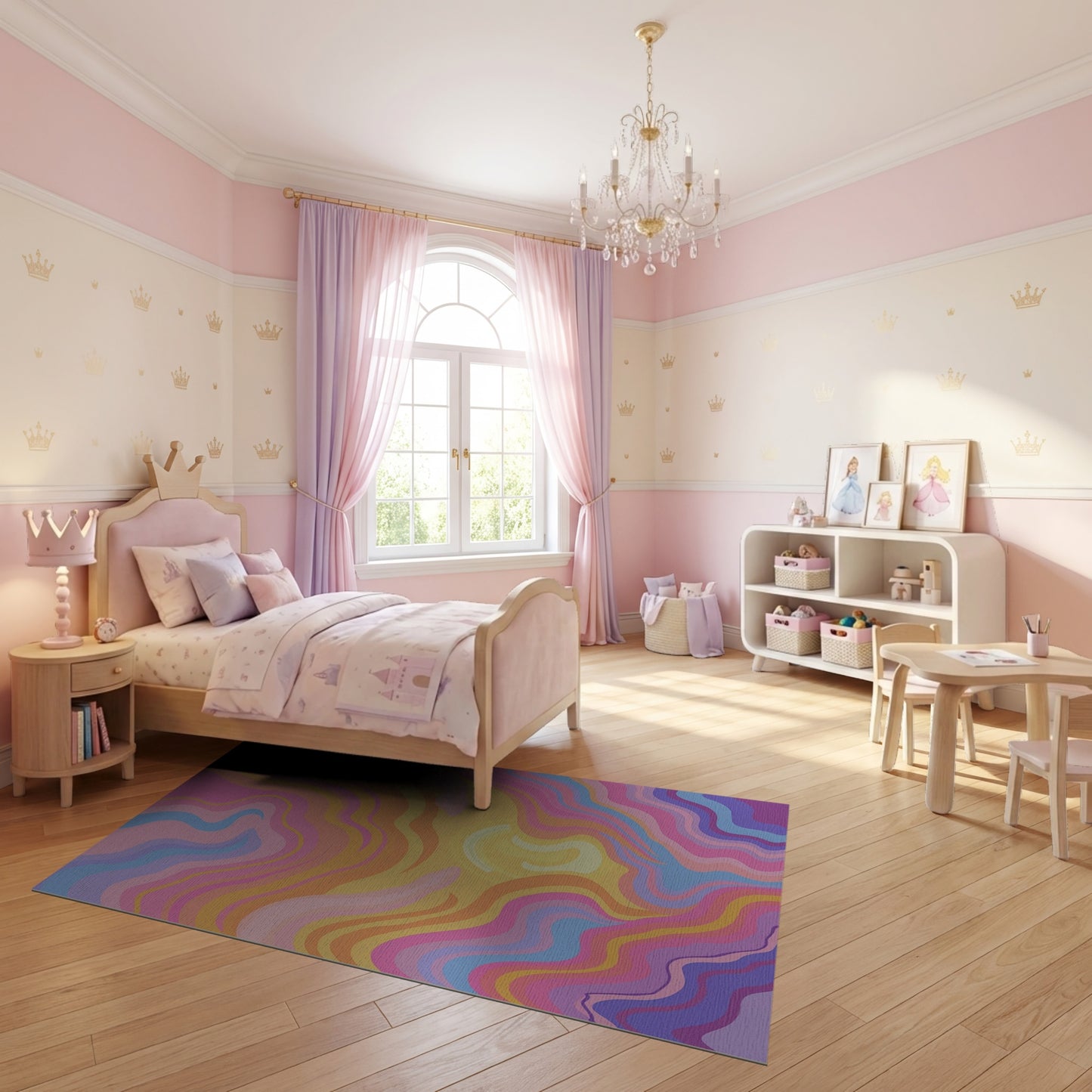 Vibrant Wavy Multicolor Sun Rug