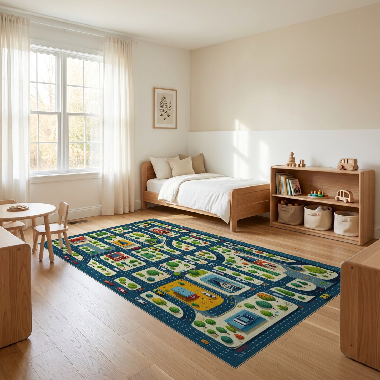 Playful Colorful City Street Map Rug