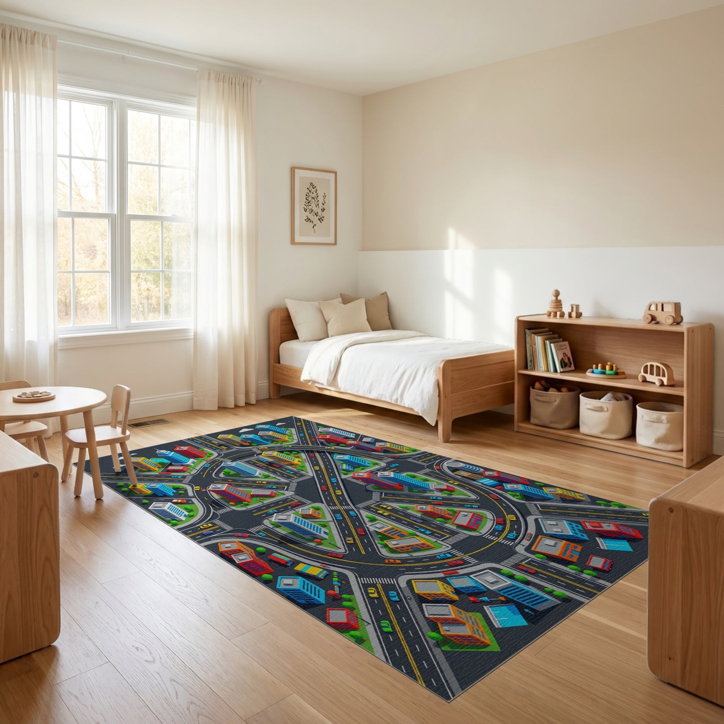 Vibrant Isometric City Roundabout Rug