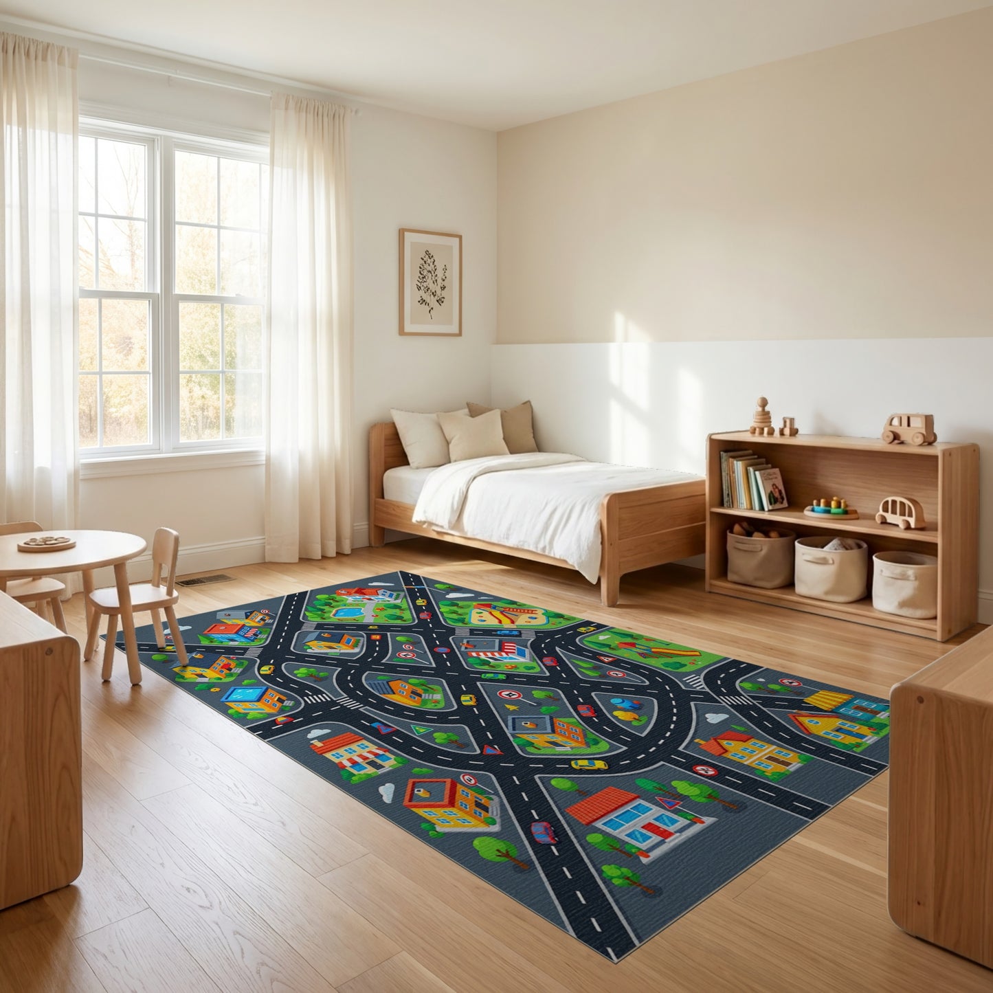 Colorful City Streets Playground Rug