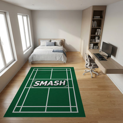 Green Badminton Smash Court Rug