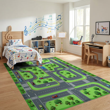 Playful City Road Map Rug