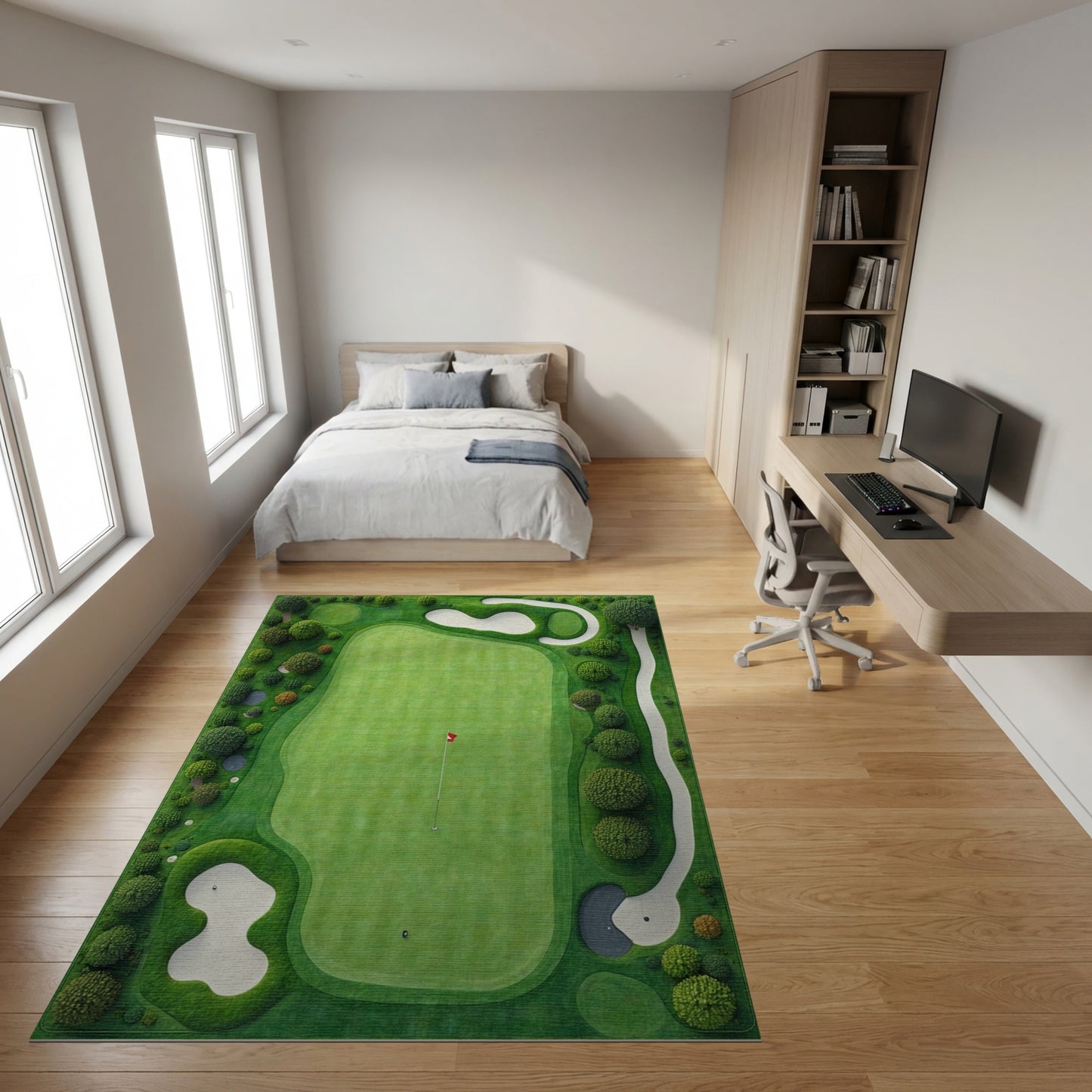 Aerial Lush Golf Course Rug