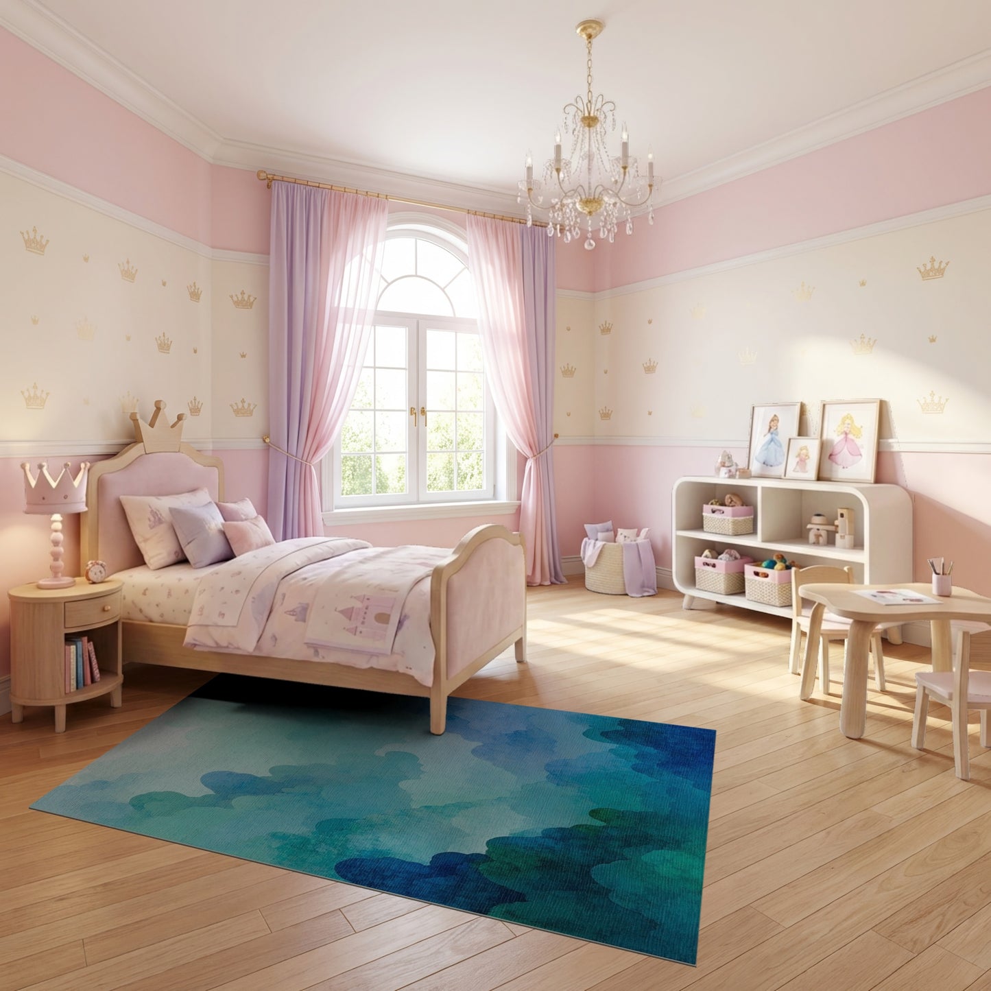 Ethereal Teal Cloud Layers Rug