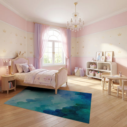 Ethereal Teal Cloud Layers Rug
