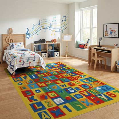 Playful Colorful Alphabet Numbers Rug
