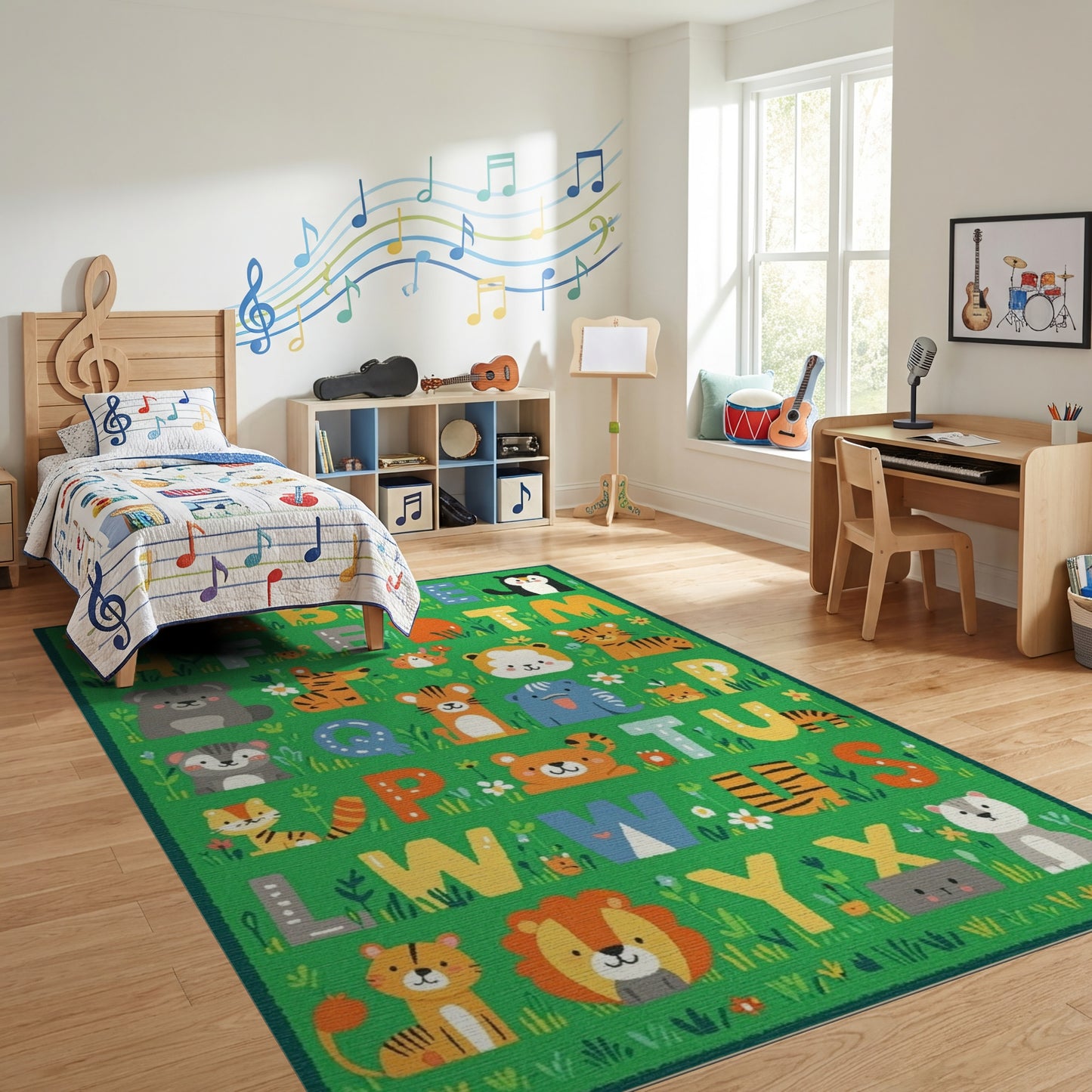Colorful Jungle Alphabet Animals Rug
