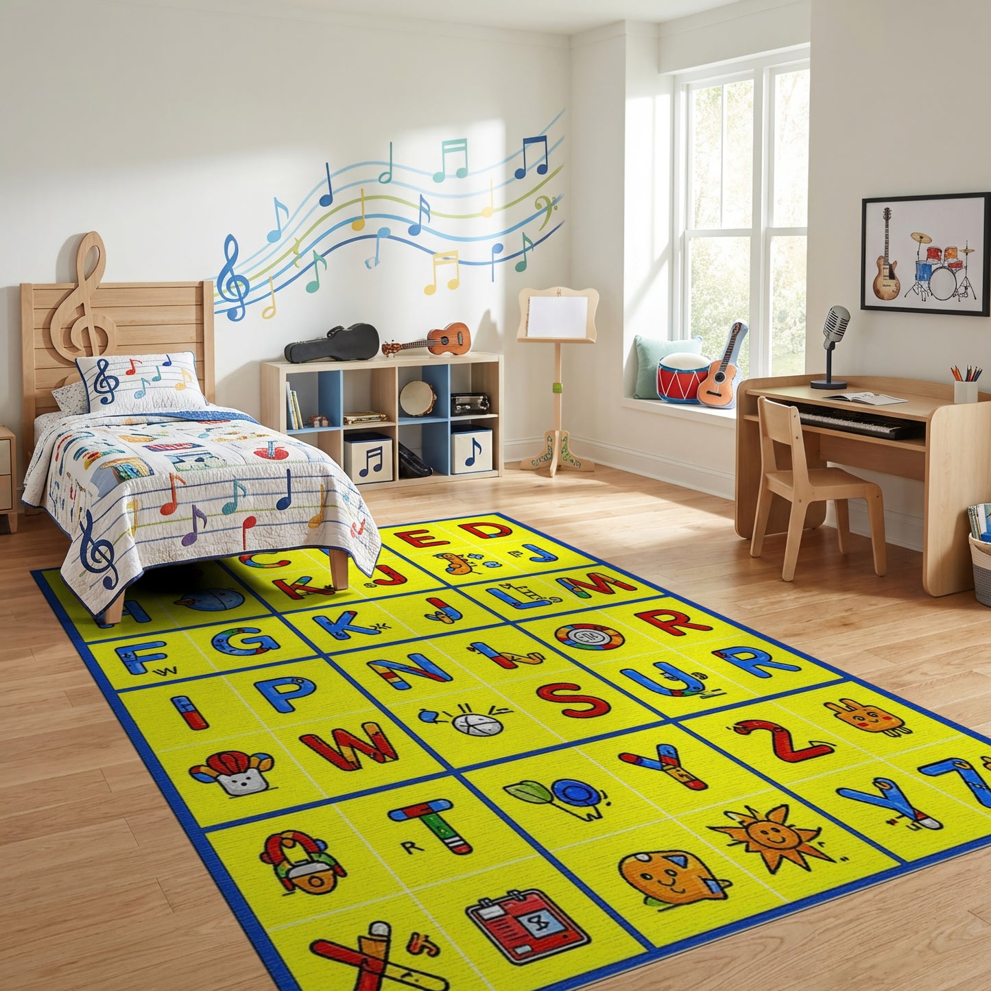 Colorful Playful Alphabet Cartoon Rug