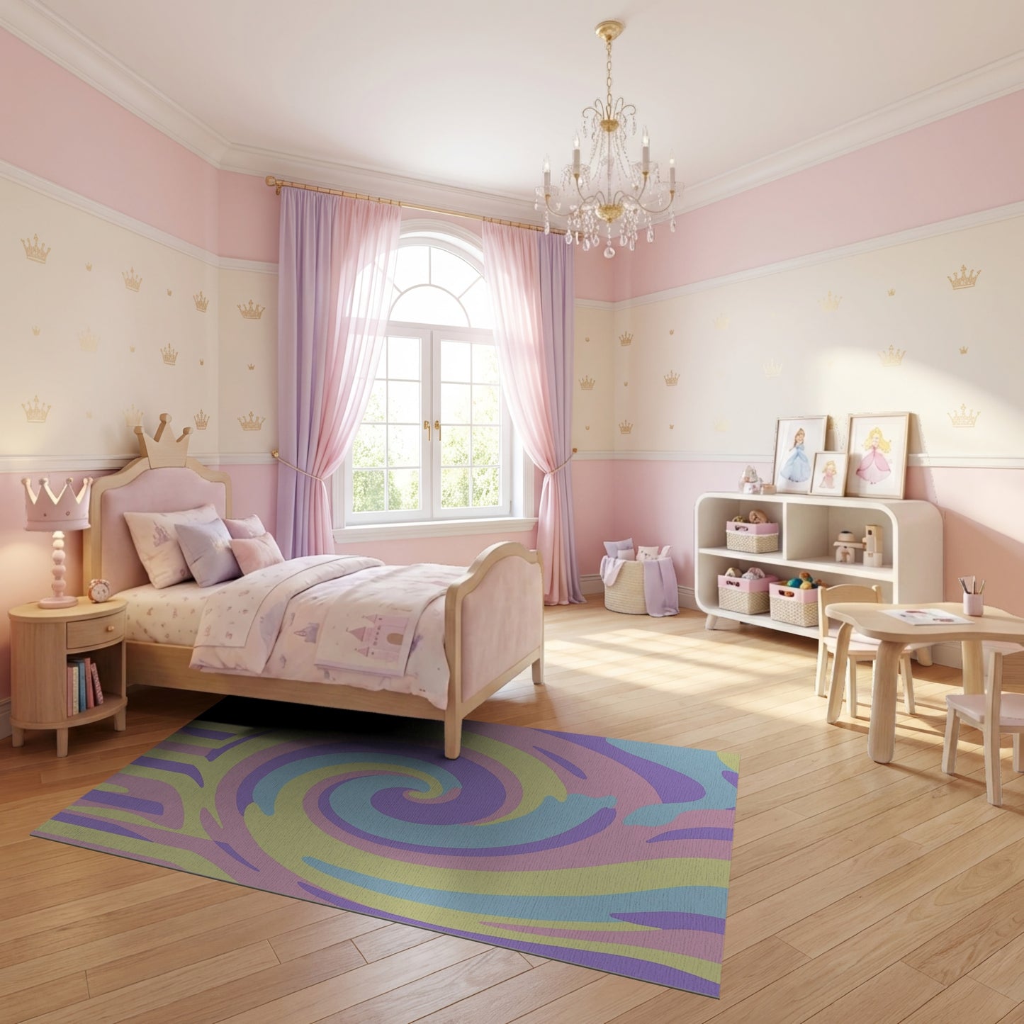 Hypnotic Pastel Swirling Spiral Rug