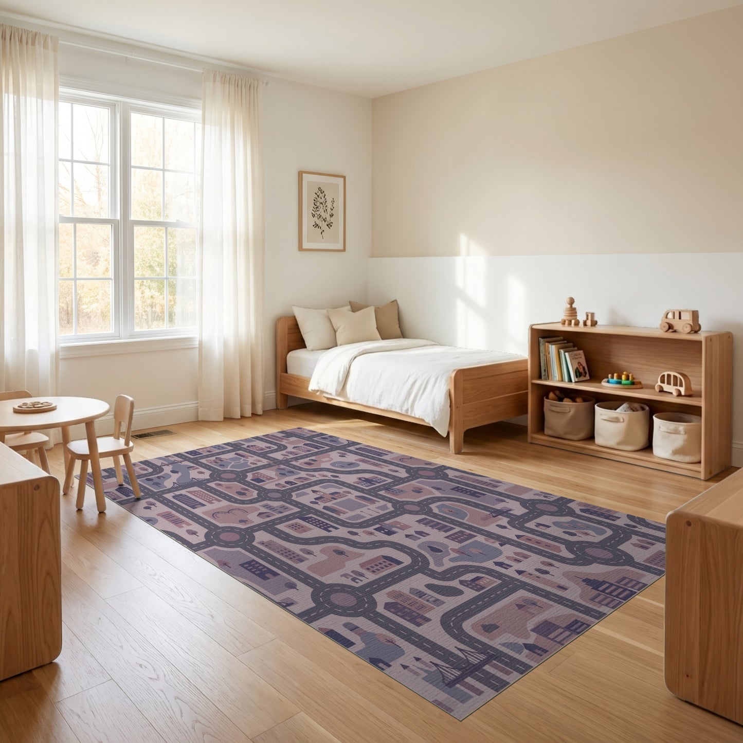 Purple City Street Grid Rug