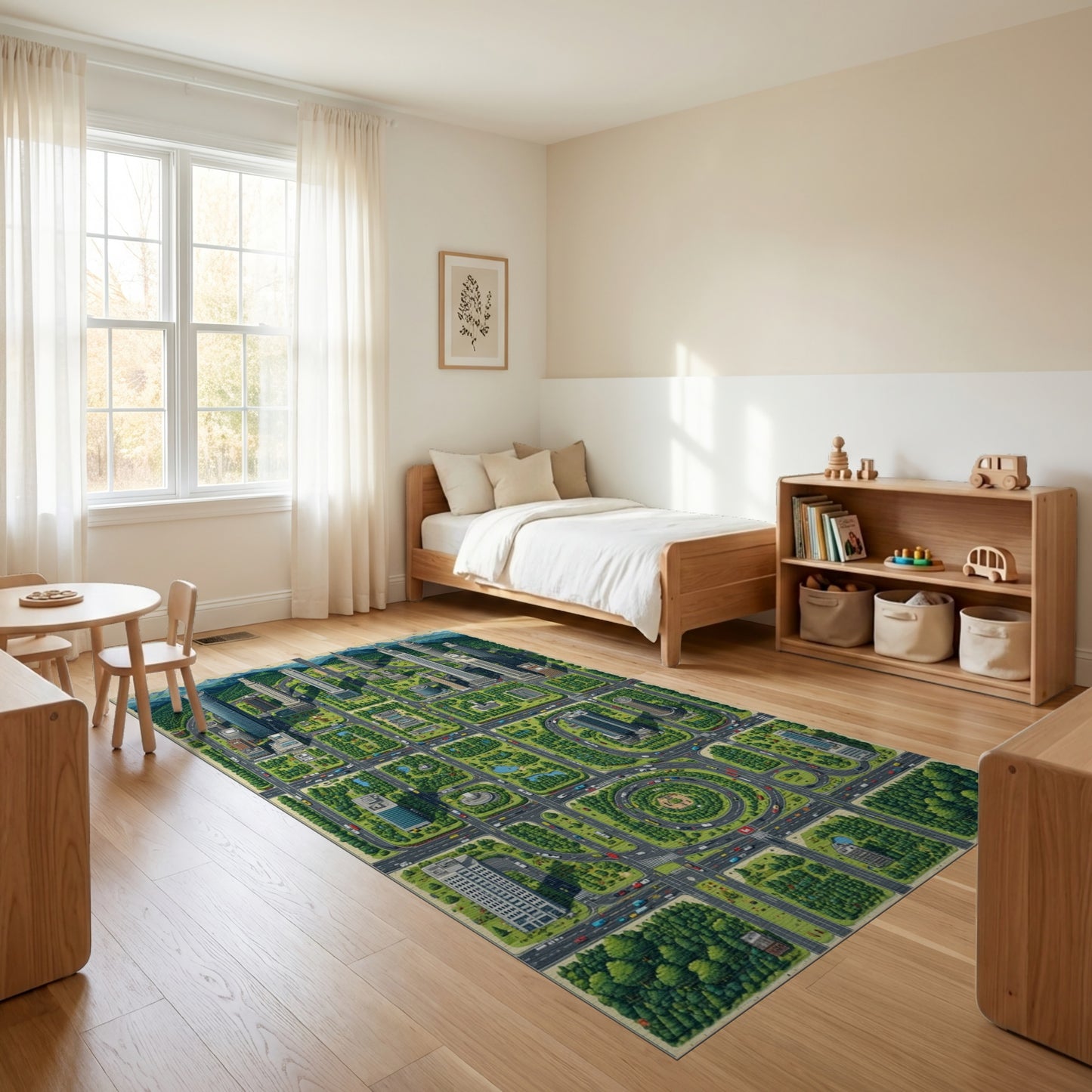 Vibrant Aerial City Grid Rug