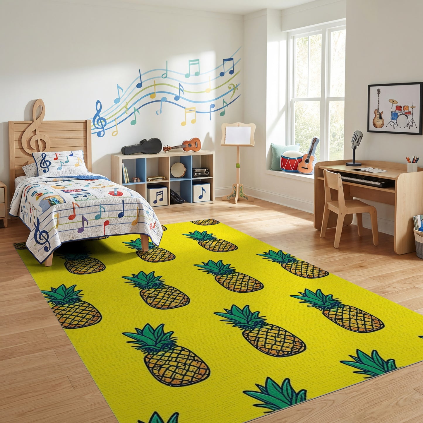 Vibrant Yellow Pineapple Pattern Rug