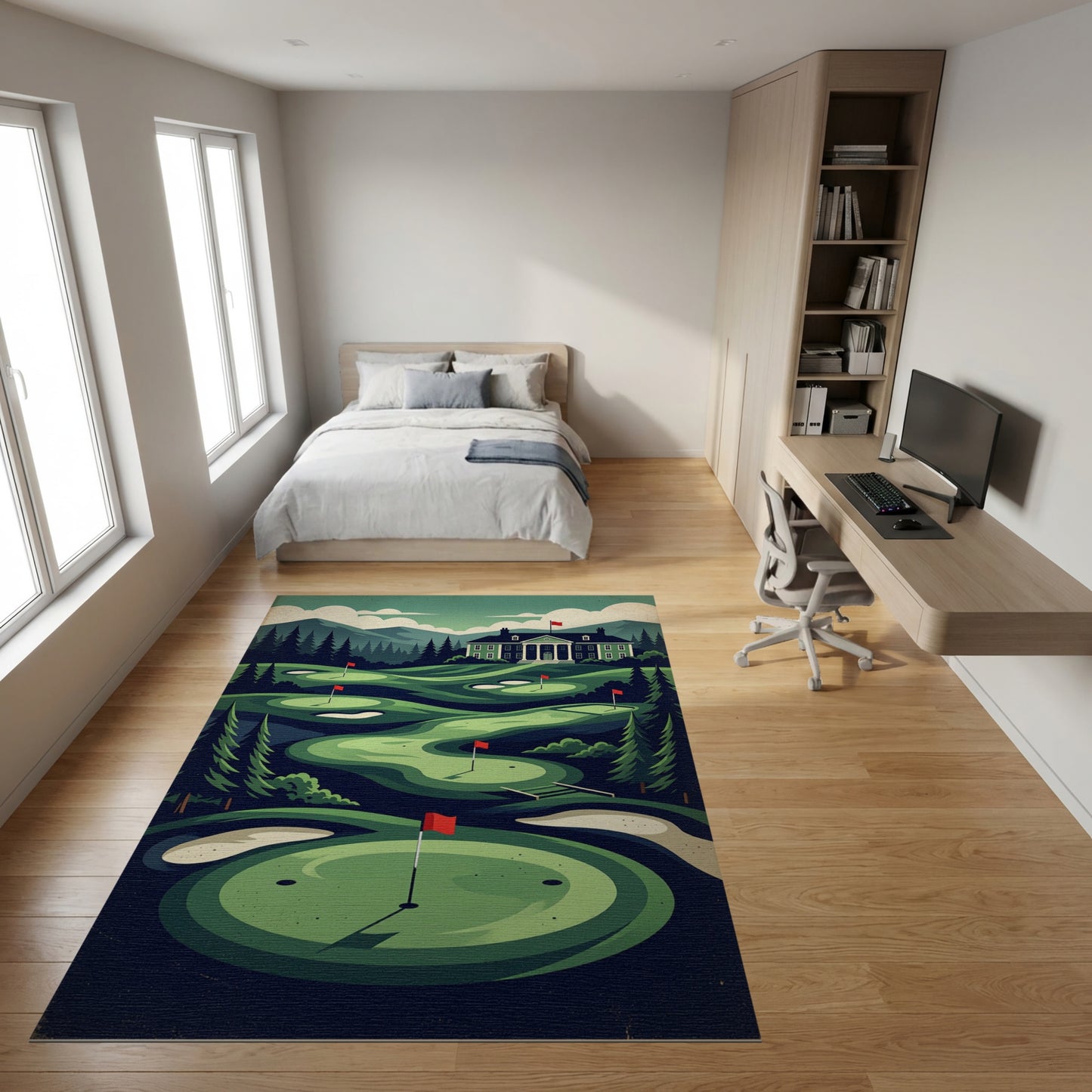 Vintage Golf Course Pine Mountains Rug