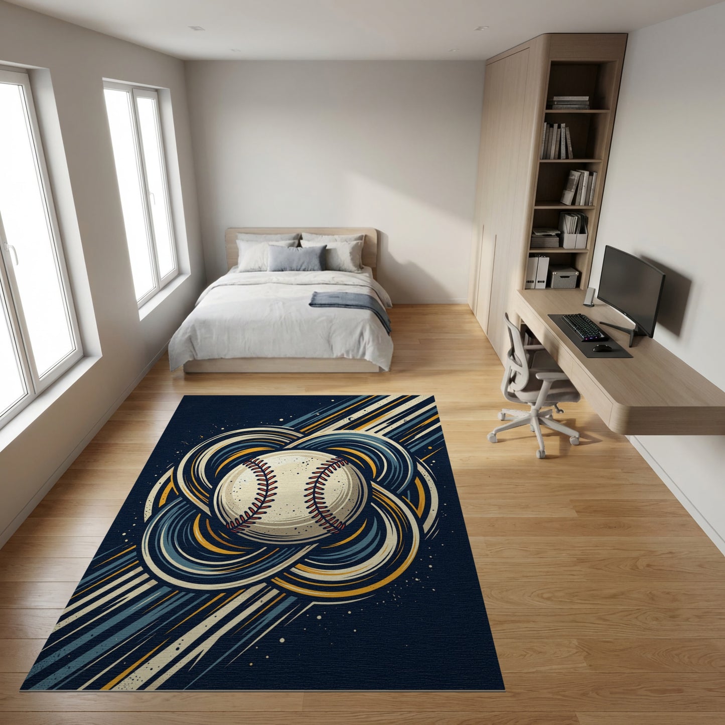 Navy Teal Braided Baseball Knot Rug
