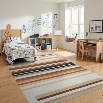 Warm Horizontal Striped Earth Tones Rug