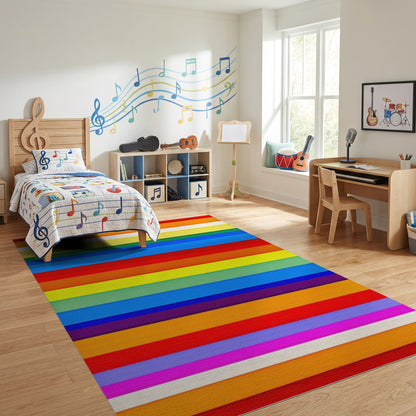 Vibrant Multicolor Horizontal Stripes Rug 2