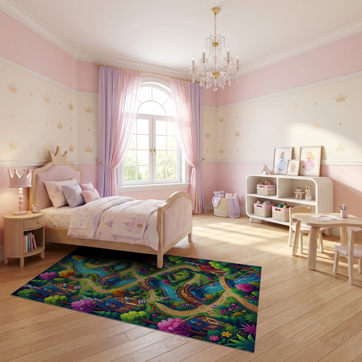 Whimsical Fairy Village Winding River Rug