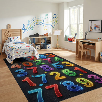 Vibrant Glossy Multicolor Numbers Rug