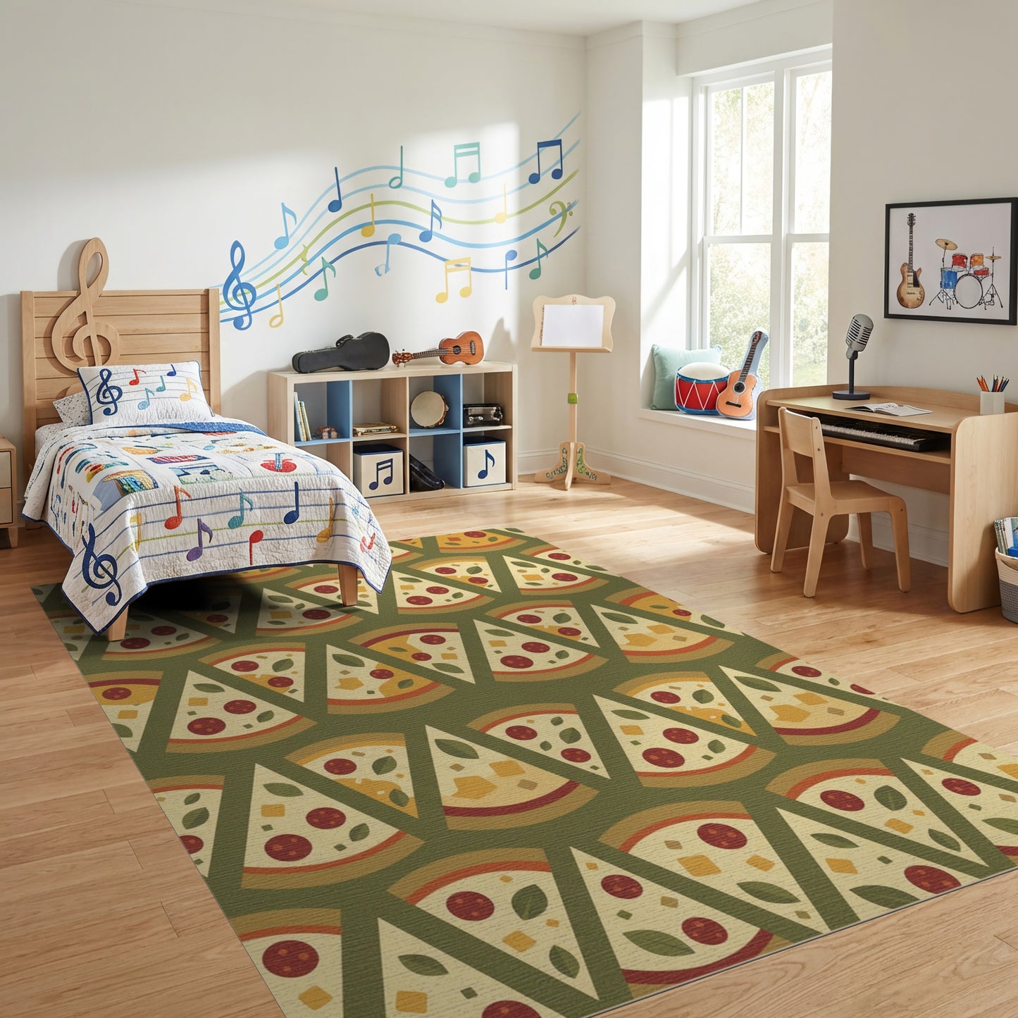 Playful Pepperoni Pizza Slices Rug
