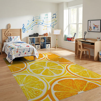 Vibrant Orange Slices Bold Pattern Rug