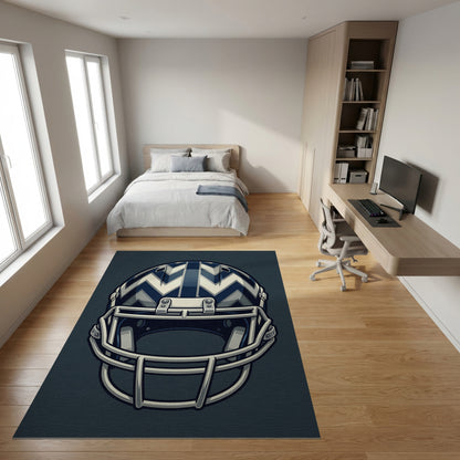 Navy White Zigzag Helmet Graphic Rug