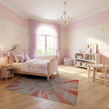 Vibrant Pink Radiant Starburst Geometric Rug