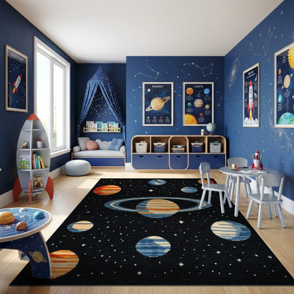 Pixelated Cosmic Planets Stars Rug