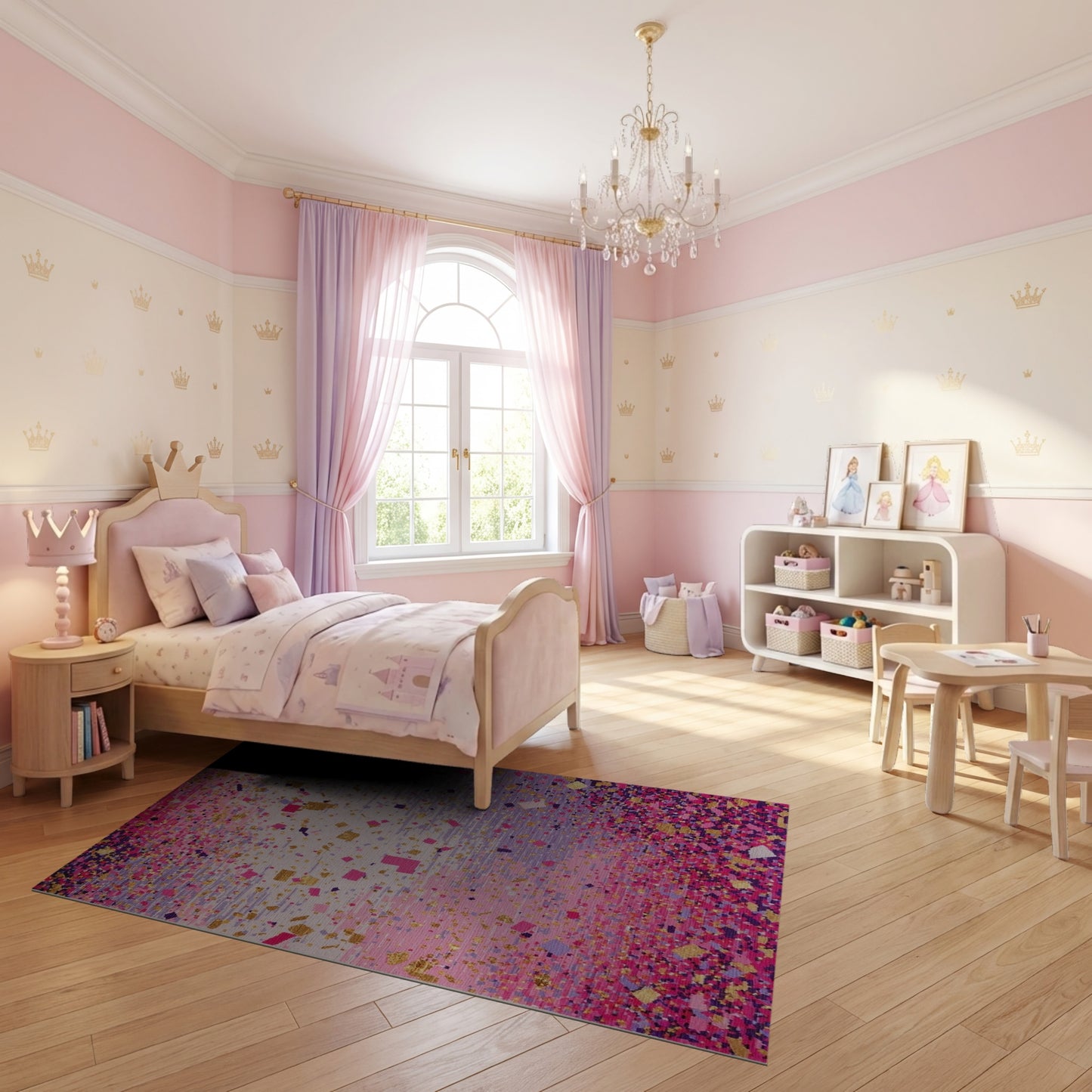 Sparkling Pink Purple Gold Confetti Rug