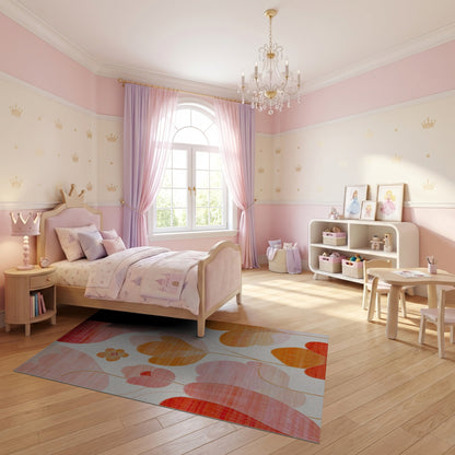 Modern Pink Orange Abstract Petals Rug
