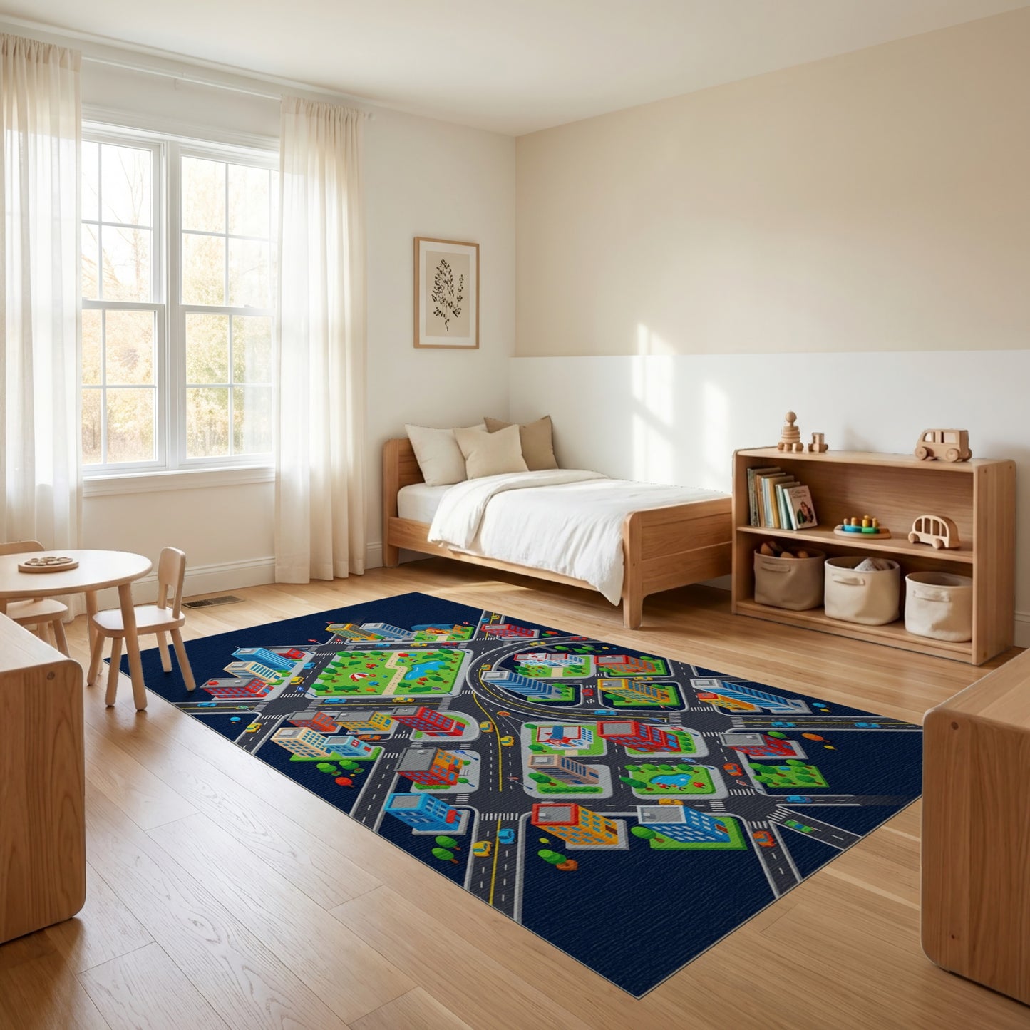 Colorful Isometric City Park Rug