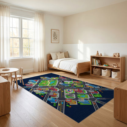 Colorful Isometric City Park Rug