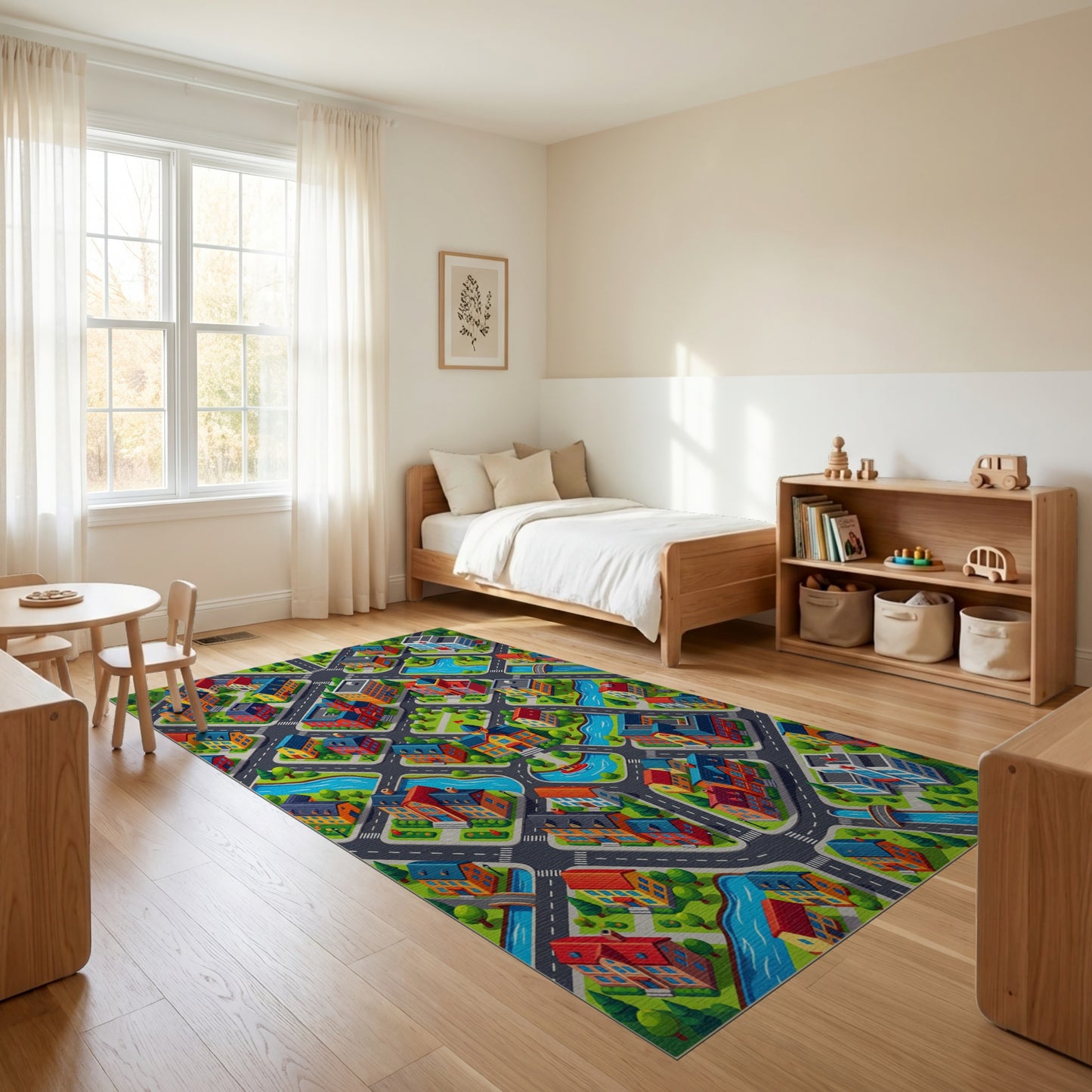 Vibrant Isometric Cityscape Pattern Rug 2