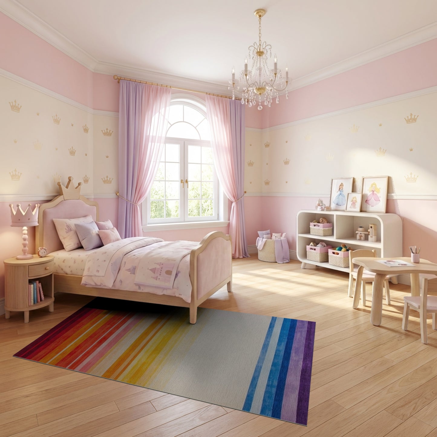 Vibrant Warm Cool Gradient Stripes Rug