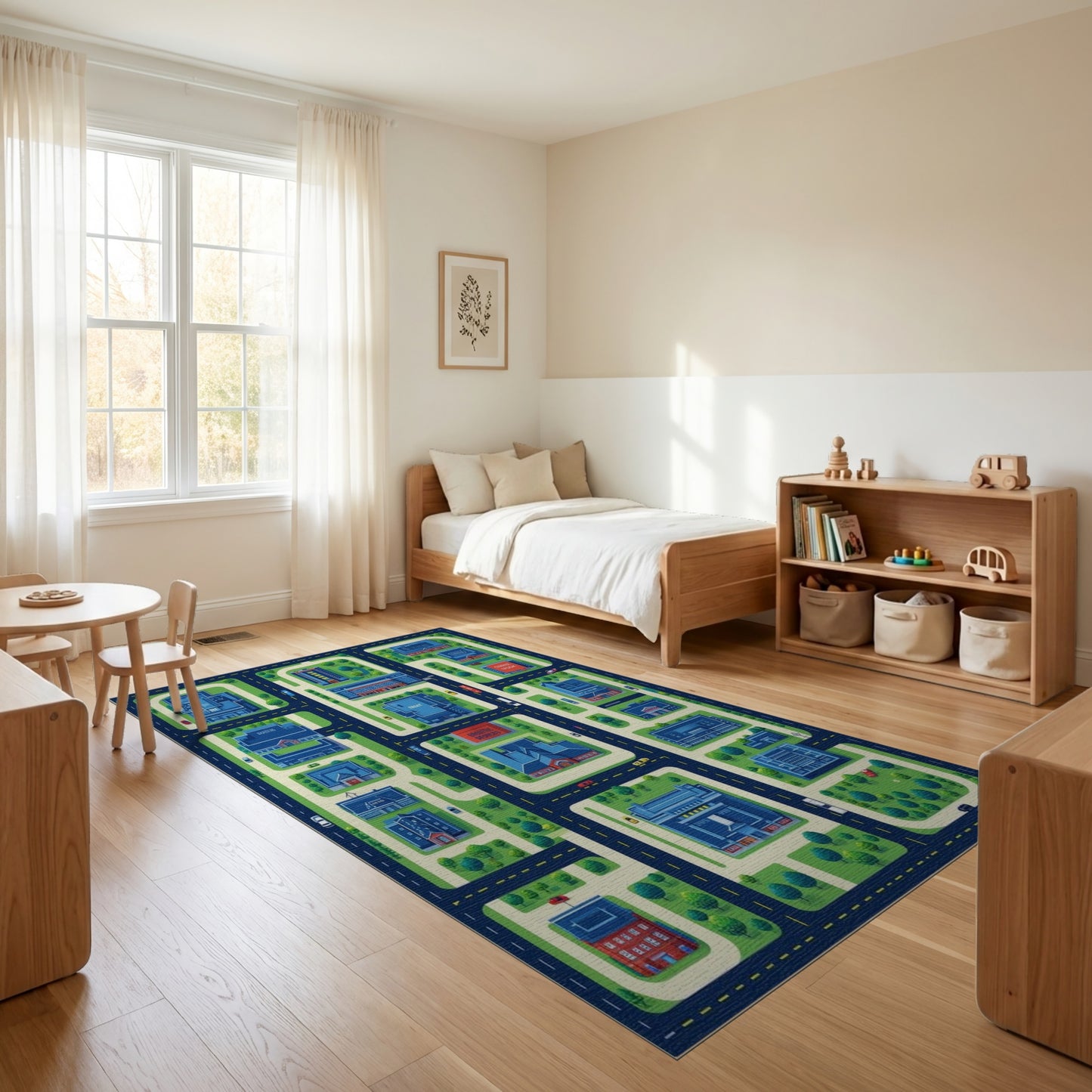 Whimsical City Streets Map Rug