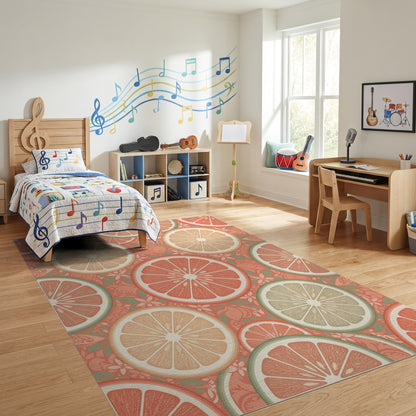 Warm Peach Orange Slices Pattern Rug