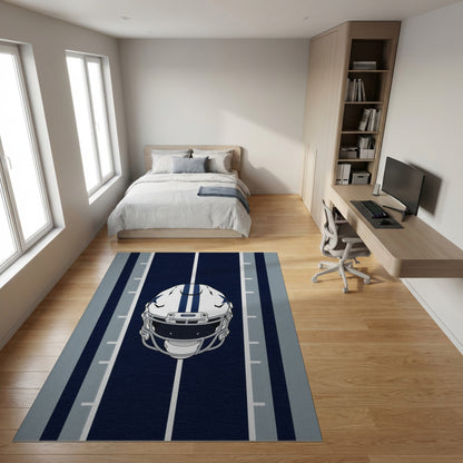 Navy White Striped Football Helmet Rug