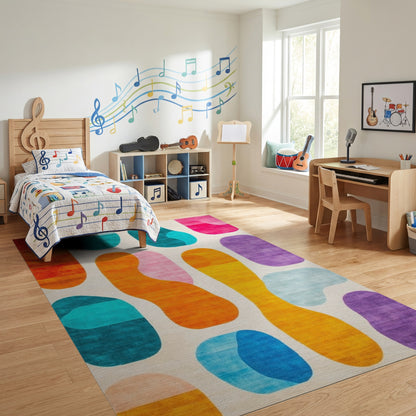Vibrant Abstract Organic Shapes Rug