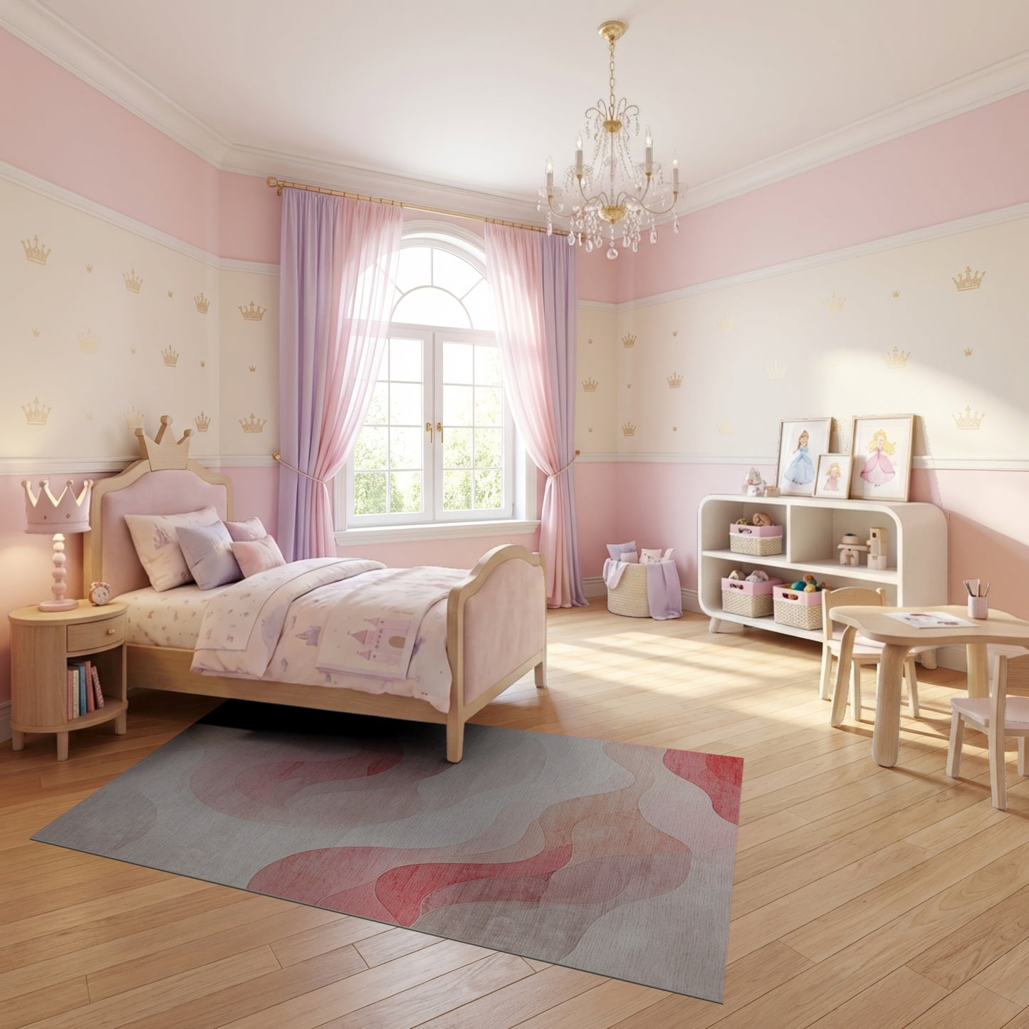 Modern Wavy Blush Tones Rug